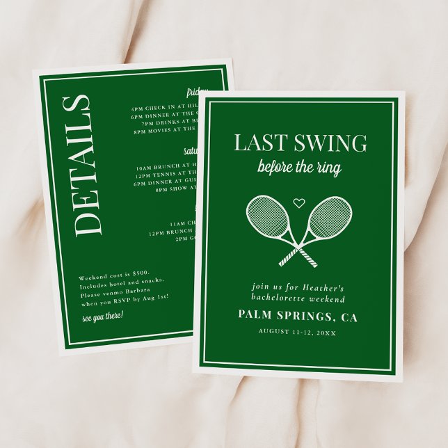 Invitation Dernière swing avant la ceinture de tennis Bachelo (Créateur téléchargé)
