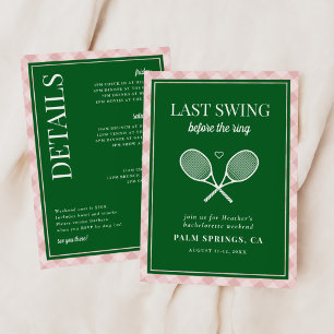 Invitation Dernière swing avant la ceinture de tennis Bachelo