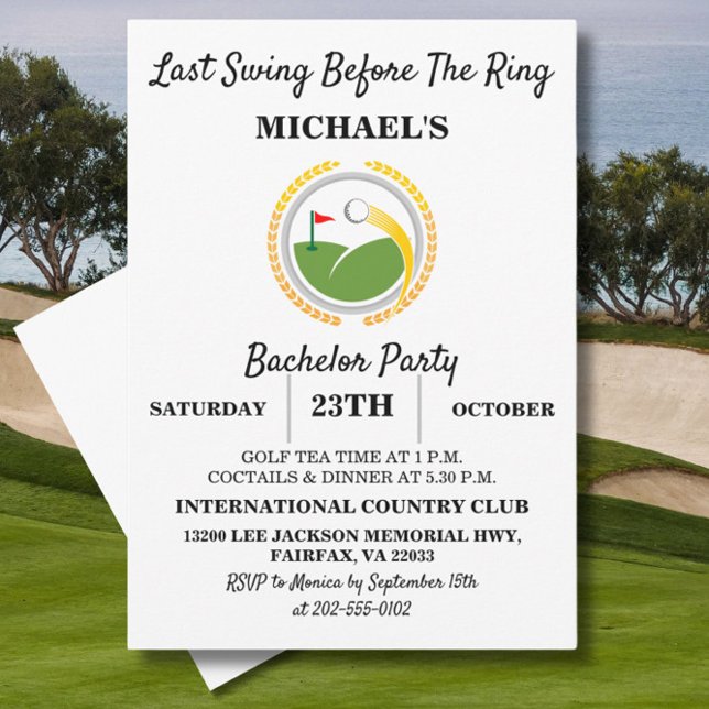 Invitation Dernière swing avant l'anneau | Golf Bachelor Part (Créateur téléchargé)