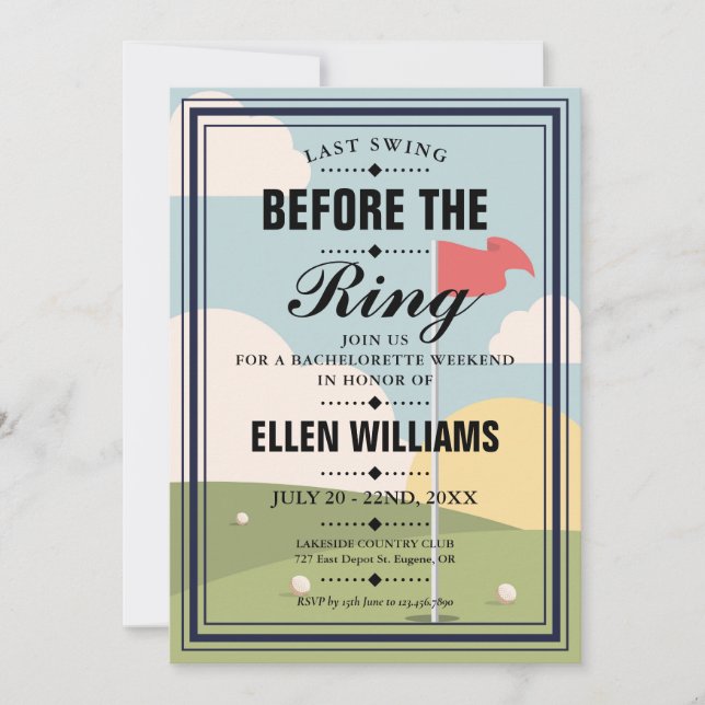 Invitation Dernière Swing Bachelorette Golf Week-end Party (Devant)