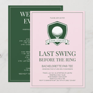 Invitation Dernière Swing Rose et Vert Golf Enterrement de Vi