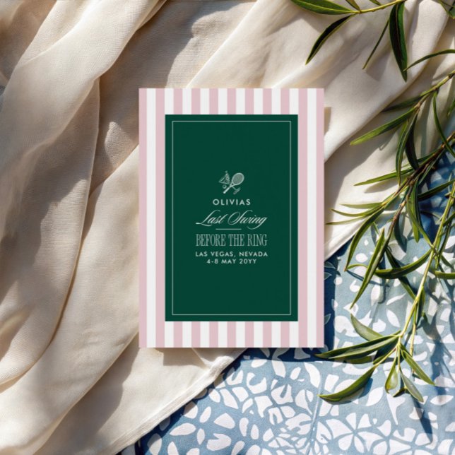 Invitation Dernière Swing verte et blanche rayée avant l'anne (Créateur téléchargé)