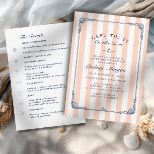 Invitation Dernière Toast sur la Côte ! Rayure d'Enterrement