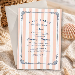 Invitation Dernière Toast sur la Côte ! Rayure d'Enterrement