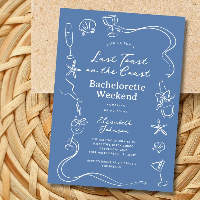 Invitation Dernière Toast sur la Côte Week-end Enterrement de (Créateur téléchargé)