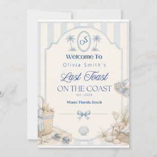 Invitation Dernière Toast sur la Plage Côtière Bleue Enterrem