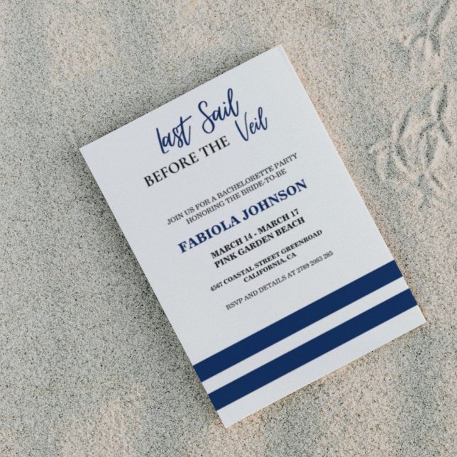 Invitation Dernière voile avant le Veil Bachelorette Party (Créateur téléchargé)