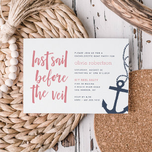 Invitation Dernière voile avant le Veil Bateau Bachelorette P