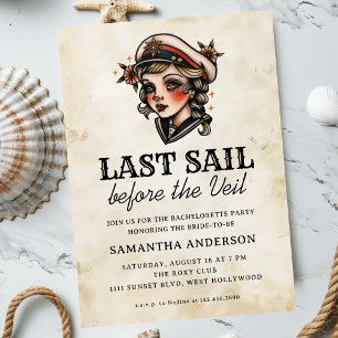 Invitation Dernière voile avant le Veil Retro Bachelorette Pa