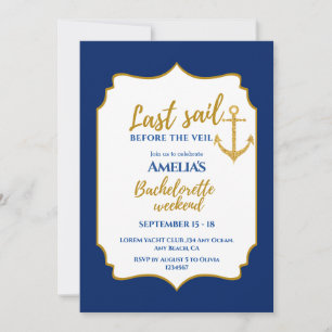 Invitation Dernière voile avant le voile Bachelorette Week-en