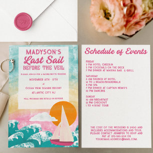 Invitation Dernière voile avant le Voile voilier Bachelorette