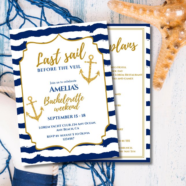 Invitation Dernière voile avant le week-end de la mariée côti (Créateur téléchargé)