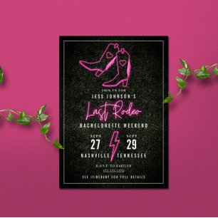 Invitation Dernières Bottes de Cowboy Néon Rose pour Enterrem