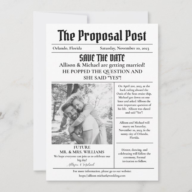 Invitation Dernières Nouvelles : Réservez la date pour notre  (Devant)