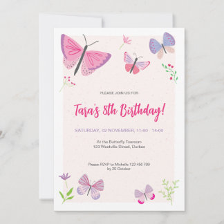 Invitation des Anniversaires de enfants papillons 