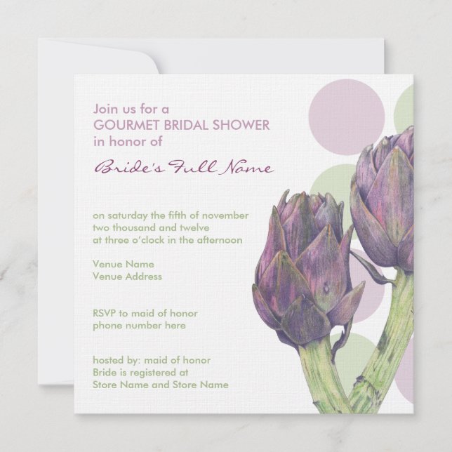 Invitation Des Artichokes violets font l'invitation d'une dou (Devant)