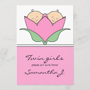 Invitation des Baby showers jumeaux de Budding à T