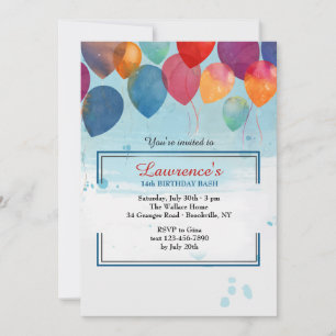Invitation des ballons d'aquarelle