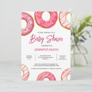 Invitation Des beignets roses arrosent le Baby shower des fil