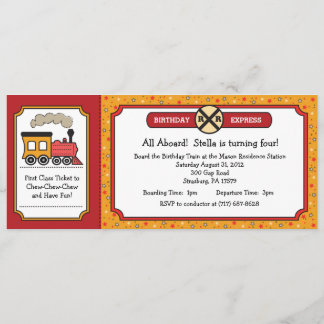 Invitation des billets de train - Jaune et rouge