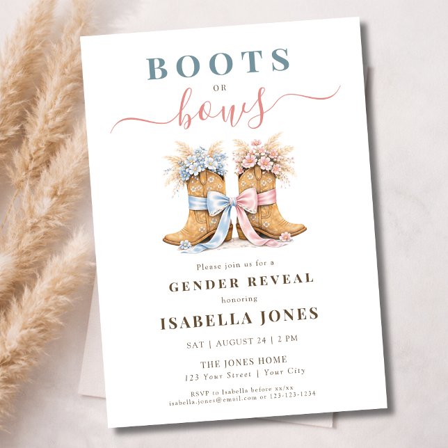 Invitation Des bottes ou des arcs Thème western pour la révél (Créateur téléchargé)