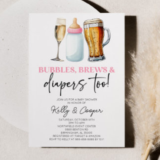 Invitation Des bulles roses se brisent et des plongeurs aussi