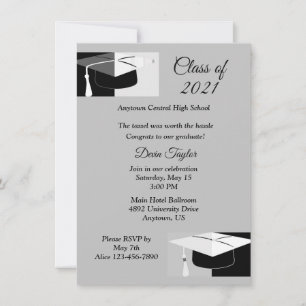 Invitation des Casquettes de la Graduation Black &