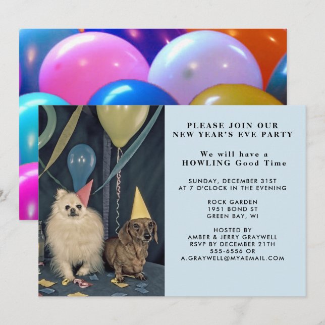 Invitation des chiens et des ballons de la fête de (Devant / Derrière)