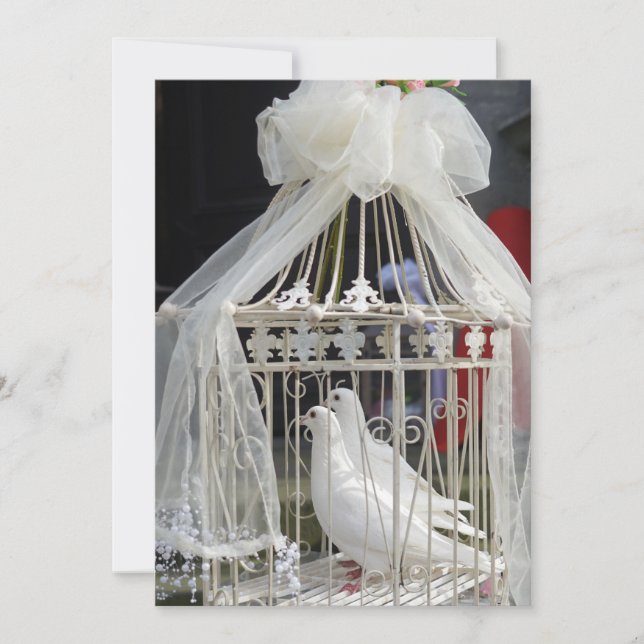 Invitation Des colombes de mariage attendent les mariés (Devant)