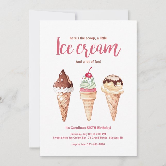 Invitation des cônes de crème glacée (Devant)