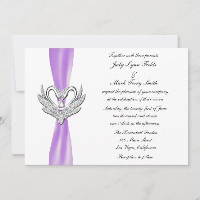 Invitation des cygnes en argent violet Ribbon (Devant)