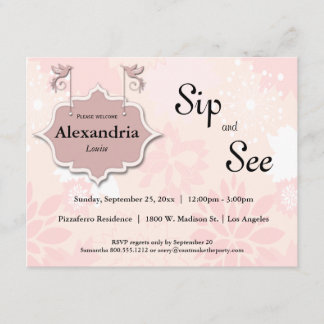 Invitation Des Doses Et Des Sips Floraux Roses Et Voir Des Bé