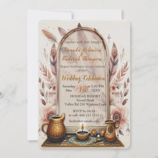 Invitation Des dragueurs sur le thème bohème (Devant)