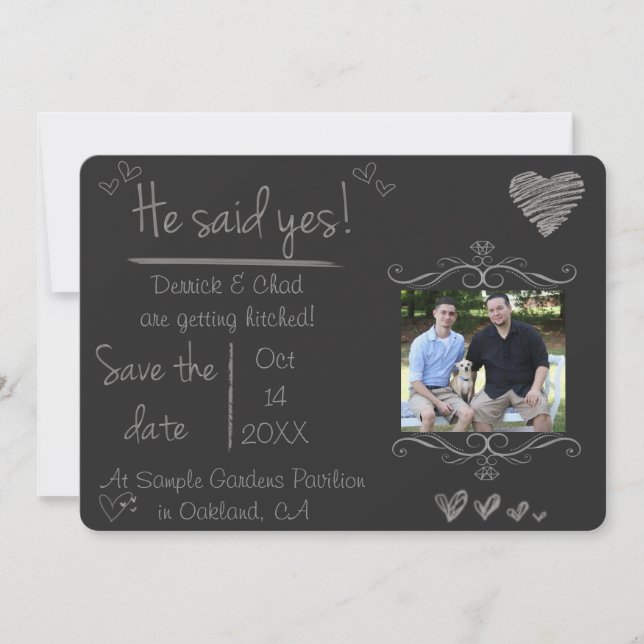 Invitation Des économies de panneau de craie la date, il a (Devant)