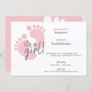 Invitation Des empreintes roses mignonnes C'est un Baby showe
