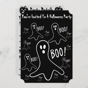 Invitation des fantômes rigolots criant boo pour halloween