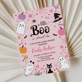 Invitation Des fantômes roses mignons baby shower de boo d'Ha