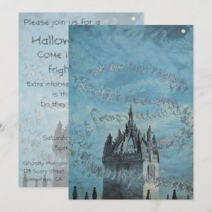 Invitation Des fantômes volent autour d'une tour de l'église