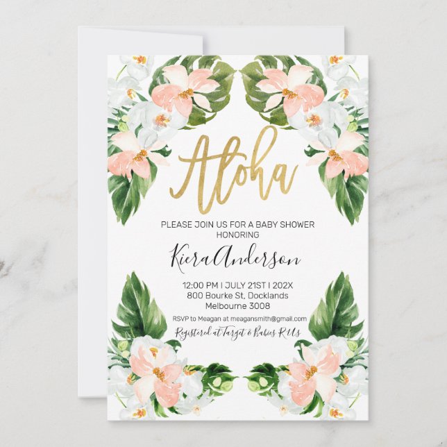 Invitation des filles à l'aloha tropical baby show (Devant)