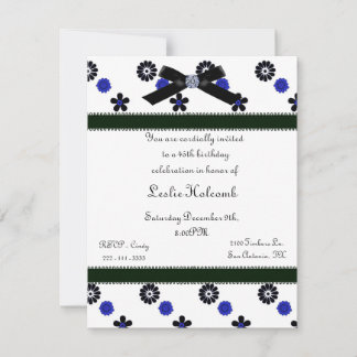 Invitation des fleurs funky bleues et noires