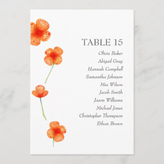 Invitation Des fleurs orange. Graphiques de sièges mariages s