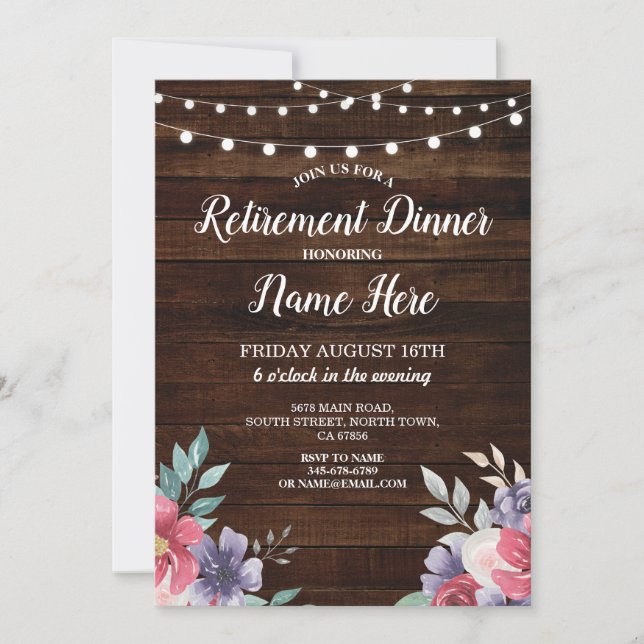 Invitation des Fleurs roses de bois retraitées (Devant)