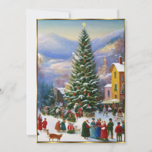 Invitation Des gens chantent à l'arbre de Noël