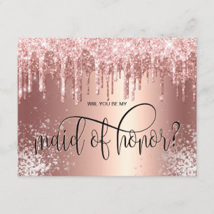 Invitation Des gouttes d'or Rose, tu seras ma femme d'honneur