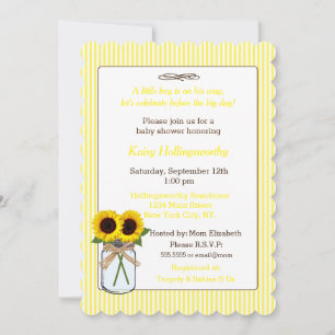 Invitation Des grèves de tournesol dans le Baby shower de Mas