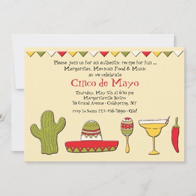 Invitation des icônes mexicaines Cinco de Mayo (Devant)