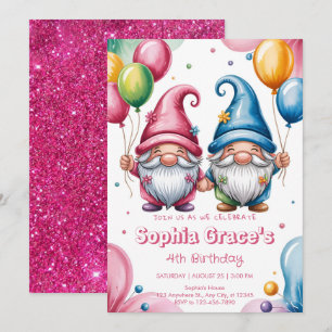 Invitation Des lutins joyeux et colorés avec des ballons