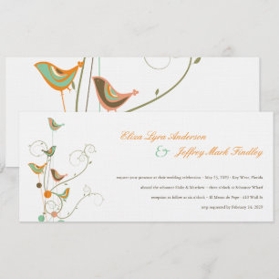 Invitation Des Oiseaux D'Été Et Des Tourbillons De Mariage In