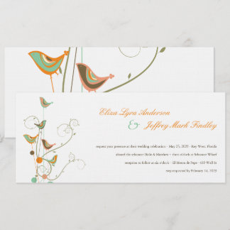 Invitation Des Oiseaux D'Été Et Des Tourbillons De Mariage In