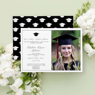 Invitation Des parents Black & White Photo Graduation